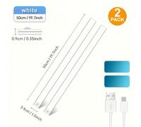TEMU Pack de 2 Luces LED Recargables USB Inalámbricas Magnéticas para Gabinete, Estantería y Espejo, 50 cm Delgadas en Aleación Aluminio Tricolor con Detección de Movimiento