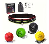 TEMU Pack de 2, Pack de 3, Pack de 4 de Reacción de Boxeo con Ajustable, de Espuma, de Goma, Equipo Deportivo de Fitness, Set de de Velocidad de Boxeo, Set Bolsa y , Calidad