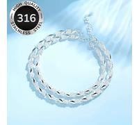 TEMU Pack de 2 pulseras hipoalergénicas de acero inoxidable 316, elegantes y hermosas, , con estilo, lujosas, perfectas para de mujeres, fiestas, días festivos, San Valentín