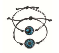 TEMU Pack de 2 Pulseras para Pareja | Elegante Luz Nocturna de Aleación de con Símbolos Celestiales, K Chapado, Ideal para Regalos y Uso Diario