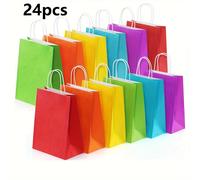 TEMU Pack De 24 Bolsas De Regalo De Papel Con En 6 Colores Surtidos Bolsas De Papel Para Y Fiestas De