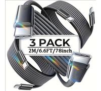 TEMU Pack de 3 Cables USB-C a USB-C (3ft/6ft/10ft) 240W con Carga Rápida para iPhone 16/15, Galaxy S25 Ultra/Plus/S24/S23, iPad Pro 13/12.9 pulgadas y iPad Air