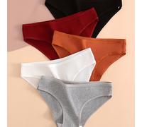 TEMU Pack de 5 Bragas de Mujer Acanaladas, Transpirables y Cómodas para Hogar y Deporte