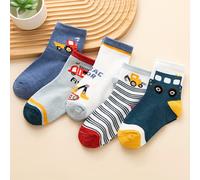 TEMU Pack de 5 Calcetines Mid-Crew, Estampados a Rayas para Niños, Ideales para Deportes al , Tejido Premium, Regalo para los Pequeños, Cómodos y Transpirables, Calcetines Elásticos Suaves