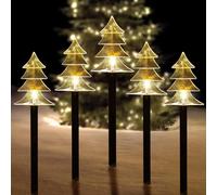 TEMU Pack de 5 Luces Solares para Navideño, Estacas LED Plásticas, 8 con Control por Botón, Montaje Semiempotrado y Fijación No Desmontable, Decoración Exterior Para Pasillos