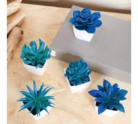 TEMU Pack de 5 Mini Cactus Artificiales Azules y con Macetas - Suculentas Falsas de Ideales para Decoración del Hogar, Fiestas de , Fotos, , Escritorio - de Plástico Duradera