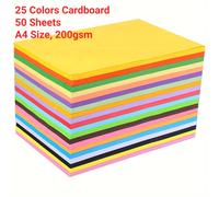 TEMU Pack de 50 hojas de cartulina de tamaño A4 en colores variados de 200 g/m² para manualidades, scrapbooking, arte en papel y creación de tarjetas