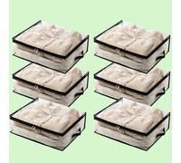 TEMU Pack de 6 Cajas Transparentes para Ropa, Bolsitas Organizador con Zip y Asa - Contenedores Ahorradores Ideales Para Mantas, Fundás Nórdicas e Almacenamiento la cama