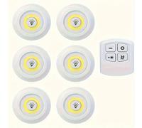 TEMU Pack de 6 Luces LED COB Inalámbricas Inteligentes para Debajo del Armario, Apliques y Luz Nocturna con Control Remoto para Armarios/ Pasillo