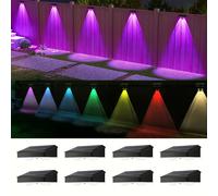 TEMU Pack de 8 Luces Solares FACHOI con Sensor Inteligente para Paredes, Escaleras, Pasillos, Patios y Paisajes - Pack de 4 Luces Solares para con 9 de Iluminación Colorida