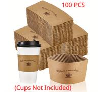 TEMU -Pack - Fundas de papel para vasos de café - Forros de vasos desechables sin recubrimiento para bebidas frías y calientes, fundas para vasos de té (vasos no incluidos)