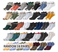 TEMU Pack Of 12/ Pairs Of Men's Ankle Socks With Color Block Stripes, Comfortable, Breathable, Soft And Sweat-absorbent For Outdoor Use.