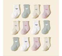 TEMU Pack Of 12 Soft Crew Socks With Lovely For Baby Girls, Comfortable And Breathable For Outdoor Use