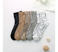 TEMU Pack Of 5 Cat Patterned Socks, And Comfortable Mid-Calf Socks, Women's Legwear And Hosiery