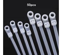 TEMU Pack of 50/100 zip ties with screw hole, 8 inches long. electrical cable straps have a mounting head and are made of heavy-duty nylon. are multipurpose and suitable for indoor and outdoor use.