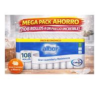 TEMU Pack promoción 108 rollos de papel higienico Albor Colhogar marca Española en uso.