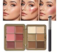 TEMU Paleta de 12 Colores Corrector y en Crema con Brocha, Paleta Multifuncional Nutritiva para Maquillaje No Pegajosa Combo Base