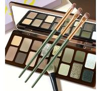 TEMU Paleta de de ojos de 16 colores pinceles - marrones y verdes brillantes, perfectos para el uso diario y ocasiones especiales, maquillaje diario | de ojos | Acabado metálico