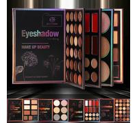 TEMU Paleta de Extra Grande con 4 Páginas y 55 Colores, 24 Mate & Brillantes, 6 Labiales y 9 Iluminadores - Set Multifuncional para Regalos de Mujer