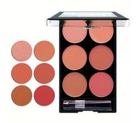 TEMU Paleta de Impermeable de 6 Colores - Fácil de Aplicar, de Maquillaje 3D Natural, de para Todo Tipo de Piel, Mate y en Rojos, Paleta de Maquillaje