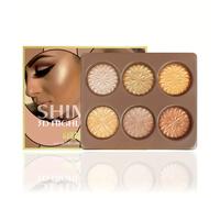 TEMU Paleta de polvos resaltadores 3D con 6 brillantes, ideal para de piel más oscuros