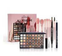 TEMU Paleta de POPFEEL de 40 colores, Máscara, Delineador, Lápiz de Cejas, Set de 8 Brochas de para Principiantes, Maquillaje Transfronterizo