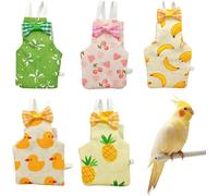TEMU Pañales para pájaros, un juego de 5 pantalones de de estilo lindo con capa interior para gallinas de interior, para , loros, guacamayos, canarios, periquitos y otros loros (M)