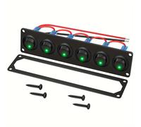 TEMU Panel de interruptores de 6 posiciones 12V 20A con luces verdes para modificaciones automotrices y de , cableado, tornillos, anillos de y un manual, sin batería