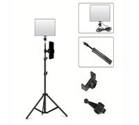 TEMU Panel de luz LED de 10 pulgadas con soporte para teléfono, de hierro ajustable de 1,1 metros, kit de iluminación de fotografía para creadores de .