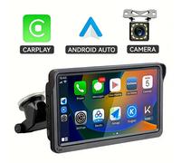 TEMU Pantalla Carplay para Vehículos, 17.78Cm HD Inalámbrica Portátil Carplay Estéreo con Auto, , Cámara de Respaldo, GPS y Radio Satelital Compatible con , Batería No Incluida.