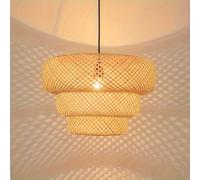TEMU Pantalla de lámpara de bambú de tejida a - Pantalla de lámpara tejida a estilo bohemio art déco, para comedor, , cocina, , bar, decoración versátil para el hogar. Solo pantalla de lámpara