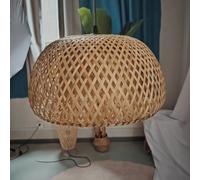 TEMU Pantalla de luz colgante de bambú tejida a mano Art Déco, pantalla de ratán de material natural para isla de cocina, sala de estar, lámpara de comedor, no incluye accesorios