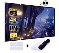 TEMU Pantalla de proyector HD de 150 pulgadas 16:9 - Pantalla plegable de resistencia para exteriores/interiores con protección contra y los rayos UV, compatible con 3D/4K/1080p, relación de 16:9