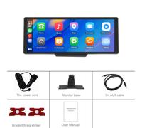 TEMU Pantalla estéreo portátil para coche HD de 10.26" con Carplay y Auto, con control por voz, video en línea y soporte telescópico con de uso (opcional), sin batería