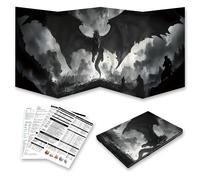 TEMU Pantalla plegable de DnD Master con insertos 5E - , Diseño de negro y , para RPG, Pathfinder, accesorios de Dungeons & Dragons | de juego de D&D TTRPG