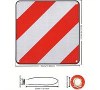 TEMU Pantalla Reflectante de PVC de Advertencia con Rayas y Blancas para Italia, España y Portugal, de 50X50 cm, Ideal para RVs, Bicicletas y la Parte Trasera de Caravanas