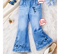 TEMU Pantalones Acampanados para Niñas/Niños con Estampado de y Denim , Abrigo Casual, Regalo para Exteriores