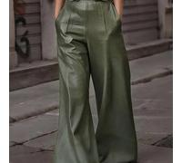 TEMU Pantalones Altos Verdes Elegantes de Moda para Mujer, Ideales para Verano y Principios de Otoño