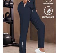 TEMU Pantalones Casuales de Mujer | Tela Elástica, Cintura con Cordón Ajustable, Bolsillos , Ideales para Fitness y Deportes, Color Sólido, Largo, Marca: