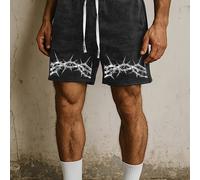 TEMU Pantalones cortos con cordón para hombre, con estampado de , con un , ideales para un look desgastado, perfectos para a día, y un estilo post-apocalíptico