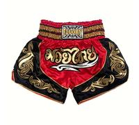 TEMU Pantalones cortos de Muay Thai FLUORY | Sin elasticidad, bordados, corte holgado para entrenamiento de boxeo y marciales, para adultos