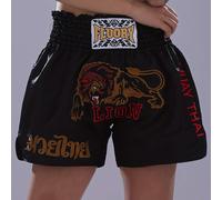 TEMU Pantalones Cortos de Muay Thai FLUORY | Tela Duradera Sin Elasticidad, Detalles Bordados, Costuras de Calidad, Corte Holgado para Boxeo y Entrenamiento de Marciales