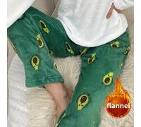 TEMU Pantalones de chándal de franela para mujer con cintura elástica, lavables a máquina, con un estampado de , perfectos para ropa de dormir de invierno, suaves y cómodos