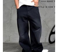 TEMU Pantalones de Mezclilla Vintage Americana para Hombre, con Silueta Holgada de Pierna Ancha y Estilo Drapeado y