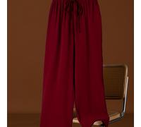 TEMU Pantalones de mujer de moda casual de color liso, de cintura y pierna , con cinturilla elástica y cordón decorativo