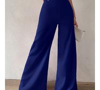 TEMU Pantalones de pierna ancha de talle , pantalones largos holgados azules casuales para mujer para y otoño, adecuados para uso diario