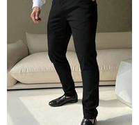 TEMU Pantalones de traje de hombre de talla grande - Color sólido, ajuste regular, con bolsillos, perfectos para el trabajo y casual, pantalones de ropa casual | Elegante ropa formal |