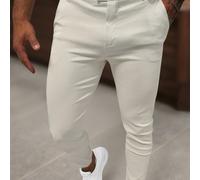 TEMU Pantalones de vestir para hombre con un estilo casual de negocios , que presentan elasticidad, un corte a medida, detalles de botones y pasadores de cinturón, adecuados para todas