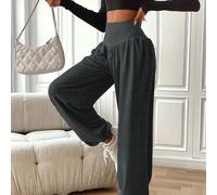 TEMU Pantalones deportivos ajustados de color liso, Pantalones casuales de cintura vasca para y , Ropa de mujer