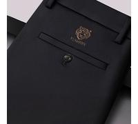 TEMU Pantalones para hombre, tejido de fibra y , estilo casual, pierna , ropa de negocios y formal con logotipo metálico dorado, ajuste regular, comodidad para todas , elegante, tejido de .